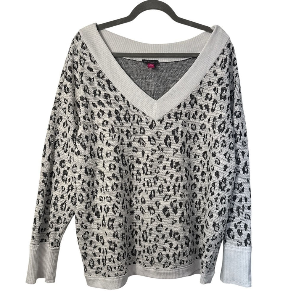 Vince Camuto Animal Print V-Neck Sweater